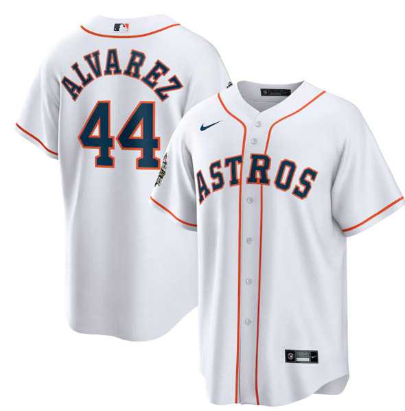 Mens Houston Astros #44 Yordan Alvarez White 2022 World Series Home Stitched Baseball Jersey